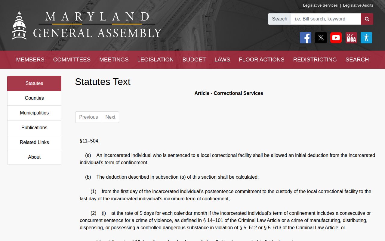 Prince George’s County local release-date credit calculation statute