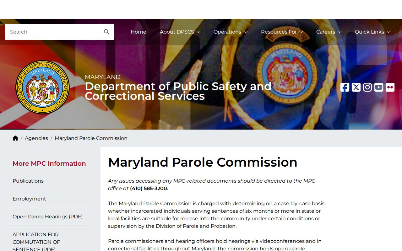 Maryland Parole Commission contacts for Prince George’s County release questions